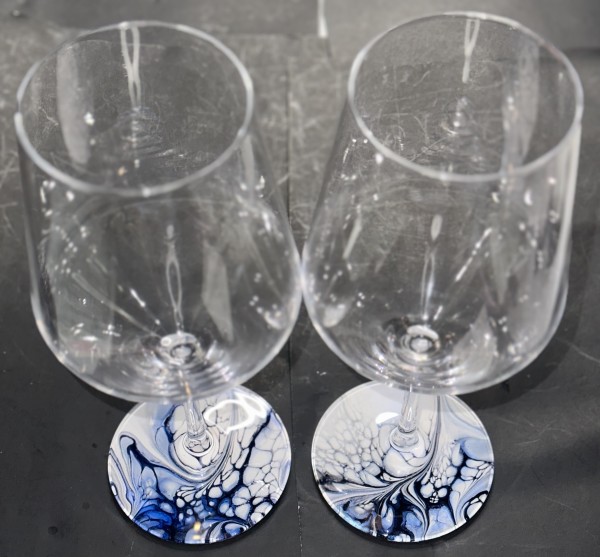 Gen X , Wine Glasses/Set of Two by Pourin’ My Heart Out - Fluid Art by Angela Lloyd