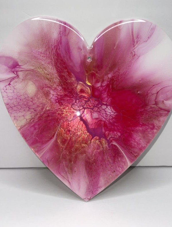 Pink Bloom Heart by Pourin’ My Heart Out - Fluid Art by Angela Lloyd