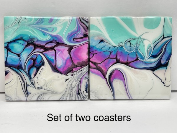 Coasters - Set of 2 by Pourin’ My Heart Out - Fluid Art by Angela Lloyd