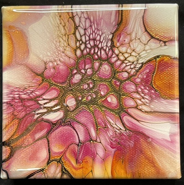 Cranberry Bliss, 4”  Block by Pourin’ My Heart Out - Fluid Art by Angela Lloyd