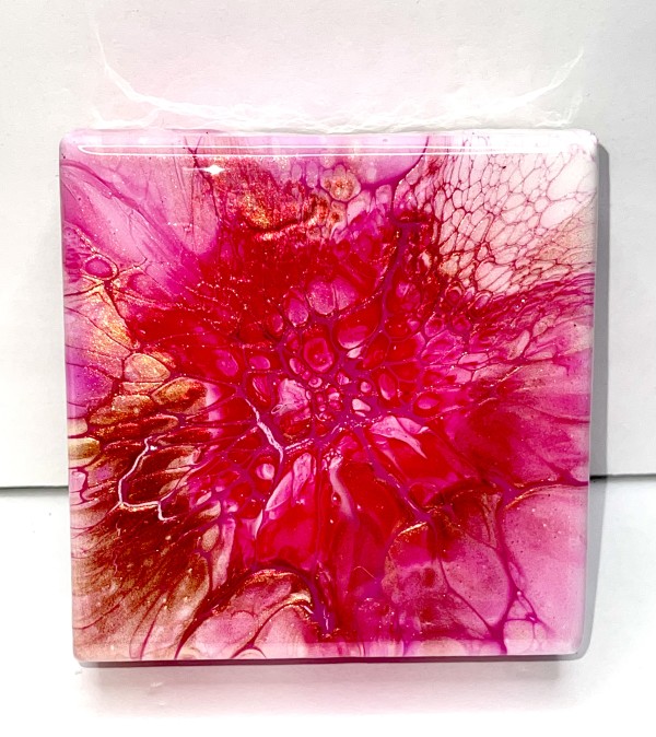 Unnamed Pink 4” Block by Pourin’ My Heart Out - Fluid Art by Angela Lloyd