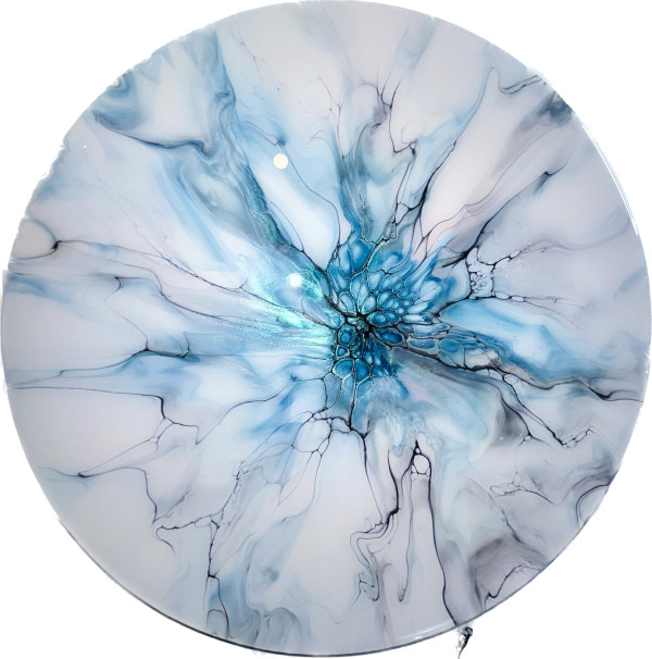 Icy Blue 15” Lazy Susan by Pourin’ My Heart Out - Fluid Art by Angela Lloyd