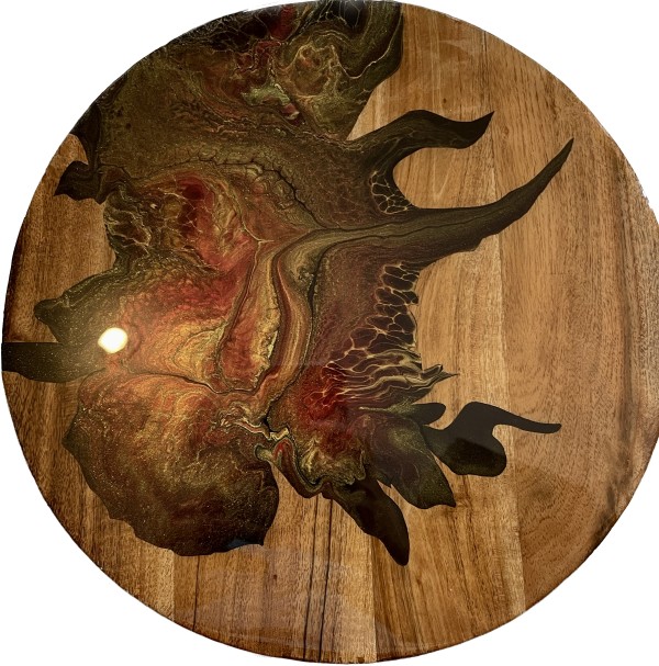 Stranger Things 13” Wood Platter by Pourin’ My Heart Out - Fluid Art by Angela Lloyd