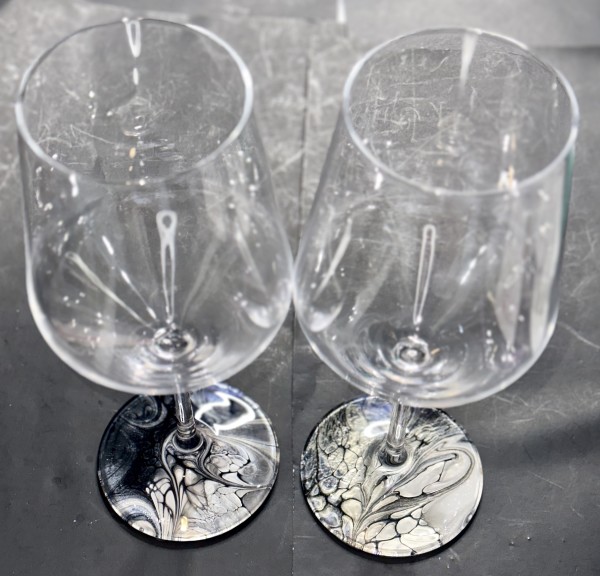The Upside Down, Wine Glasses - Set of Two by Pourin’ My Heart Out - Fluid Art by Angela Lloyd