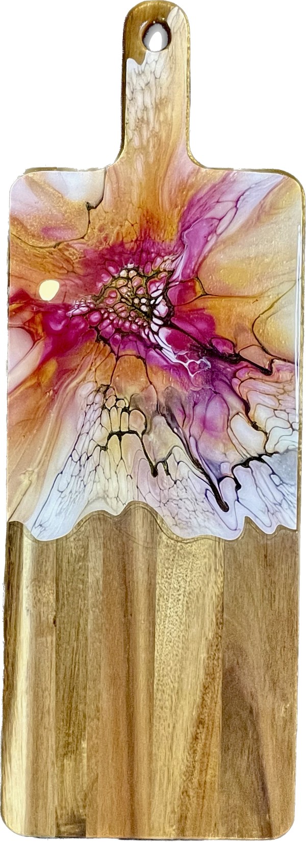 Cranberry Bliss 21” Charcuterie Board by Pourin’ My Heart Out - Fluid Art by Angela Lloyd
