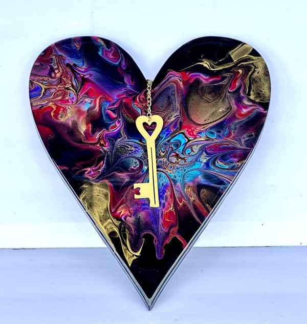 Majesty Heart & Key by Pourin’ My Heart Out - Fluid Art by Angela Lloyd