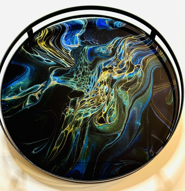 Atlantis 17” Circular Platter by Pourin’ My Heart Out - Fluid Art by Angela Lloyd