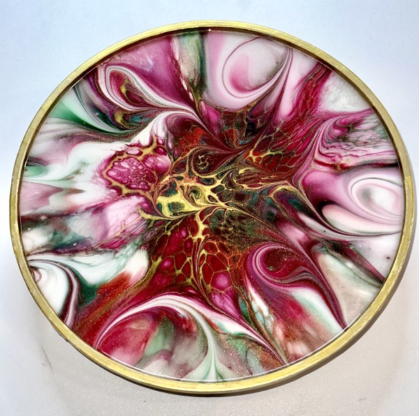 Christmastime 9” Gold Platter II by Pourin’ My Heart Out - Fluid Art by Angela Lloyd