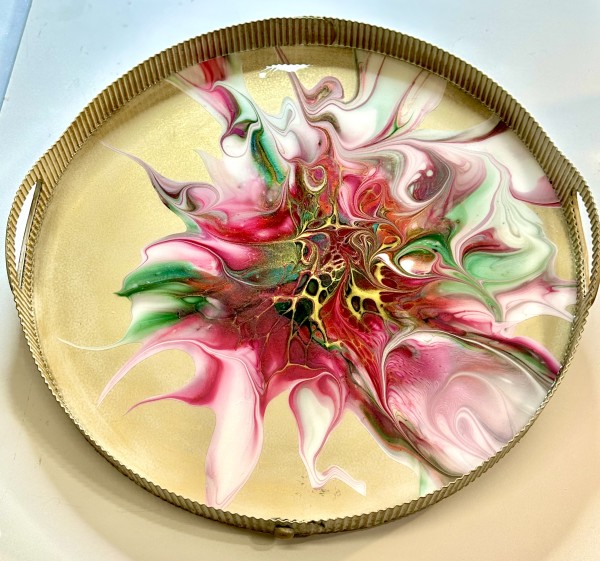 Christmastime 17” Circular Platter by Pourin’ My Heart Out - Fluid Art by Angela Lloyd