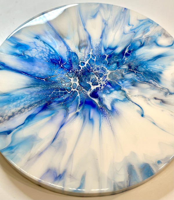 Tekhelet 16” Circular Bloom by Pourin’ My Heart Out - Fluid Art by Angela Lloyd