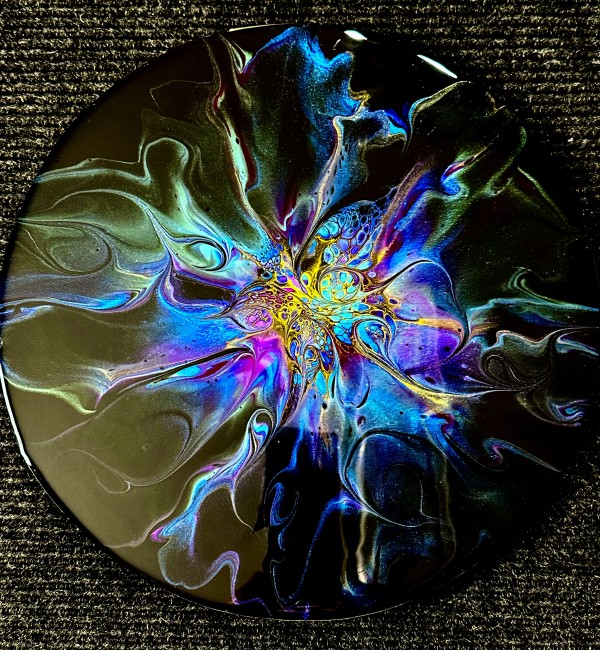 Celestial Beauty 13” Circular Wood Platter by Pourin’ My Heart Out - Fluid Art by Angela Lloyd