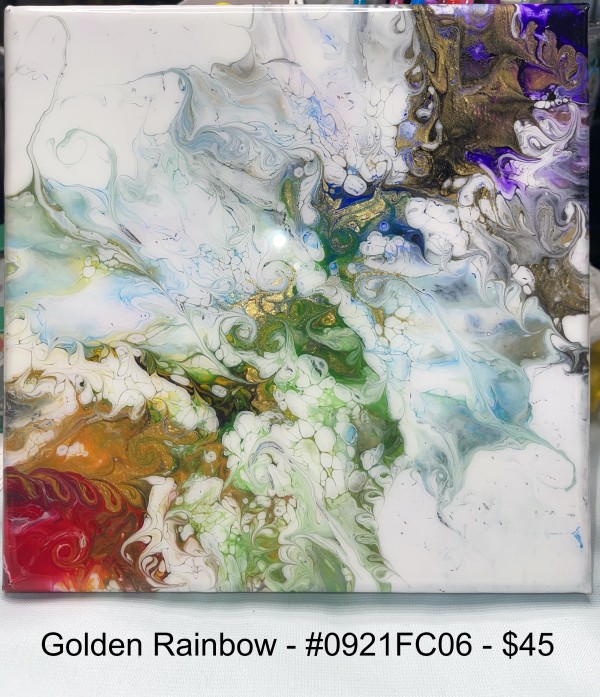 Golden Rainbow by Pourin’ My Heart Out - Fluid Art by Angela Lloyd