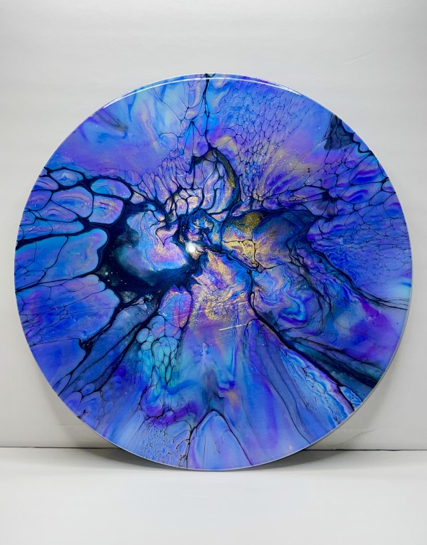 Unnamed - Purple and Blue Lazy Susan by Pourin’ My Heart Out - Fluid Art by Angela Lloyd