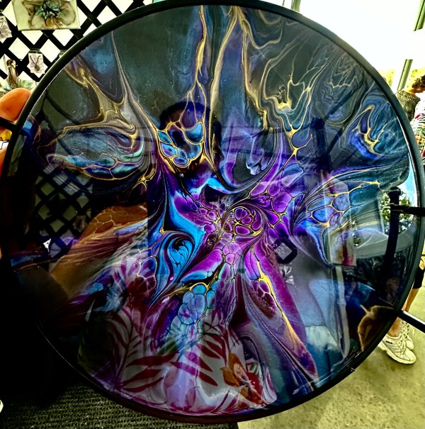 Celestial Beauty 13” Round Platter by Pourin’ My Heart Out - Fluid Art by Angela Lloyd