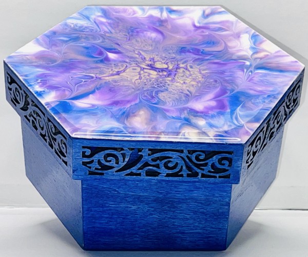 Unnamed - Purple and Blue Large Jewelry Box by Pourin’ My Heart Out - Fluid Art by Angela Lloyd