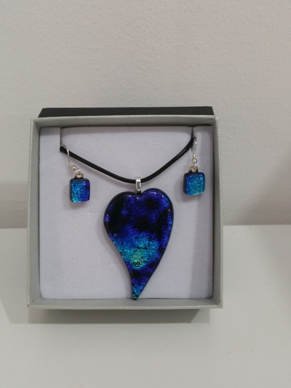 Blue Heart Pendant set by Inez Jenkins