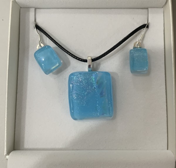 Soft Aqua Blue pendant set by Inez Jenkins