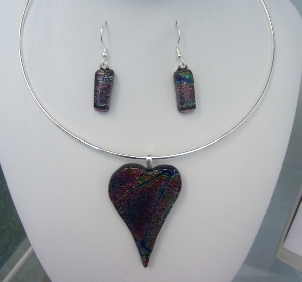 Purple Heart Necklace and Earring Set by Inez Jenkins