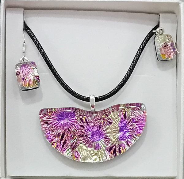 Dichroic glass variety pendant set - Pink by Inez Jenkins