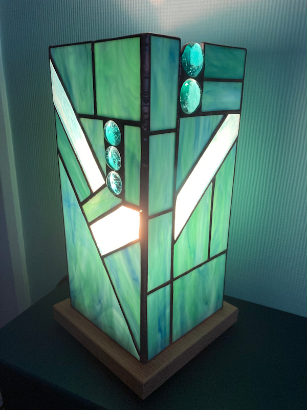 Copper Green Column Lamp by Karen West