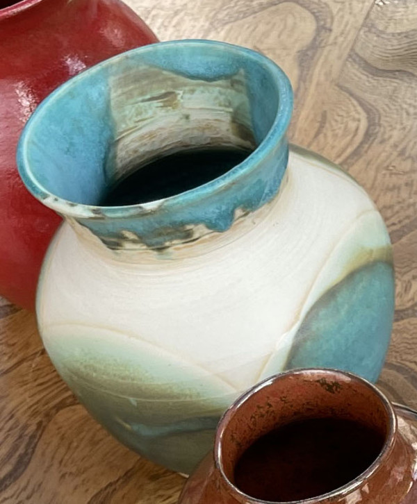 Blue / Cream Vase by Mary Conacher