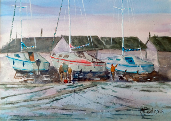 Boatyard - Port Bannatyne by Sandy McCurdy