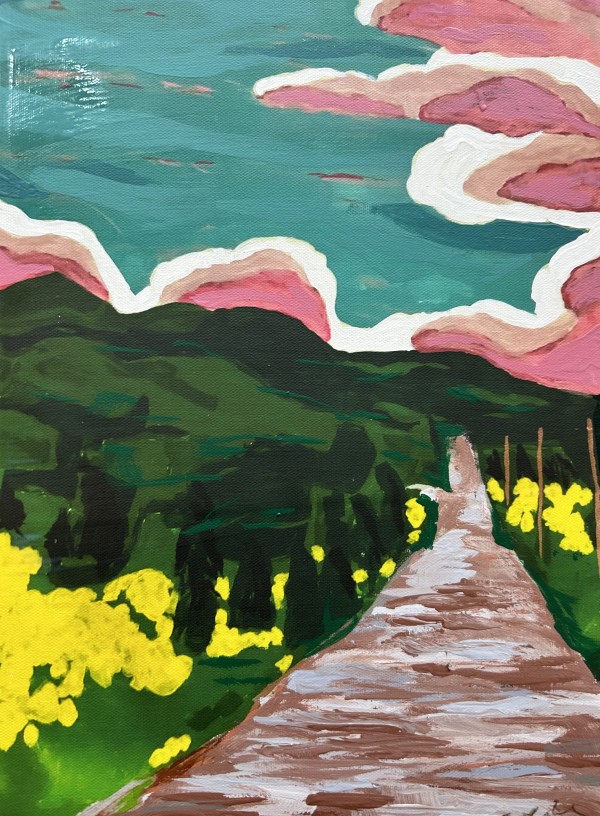 Buttercup Sunset on the Common Road painted print by Bette Ann Libby