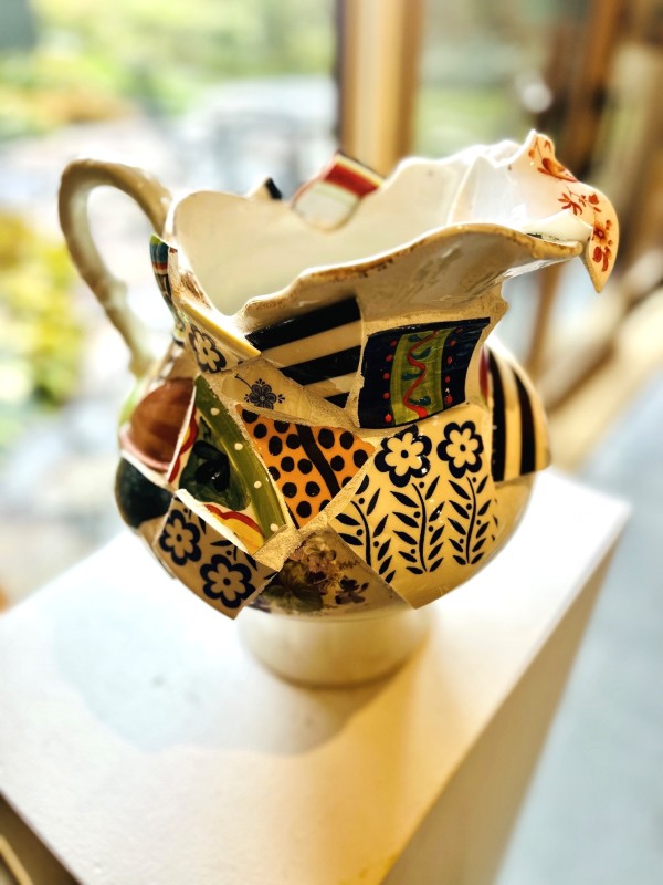 Ceramic Mosaic pitcher by Bette Ann Libby
