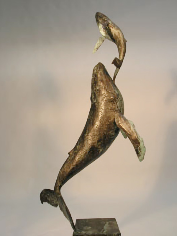 Bronzen bultrug met kalf by Hans Jouta