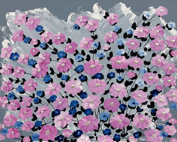 Happy Pink Flowers Over Ocean Spray by Dorothea Sandra, BA, EDAC