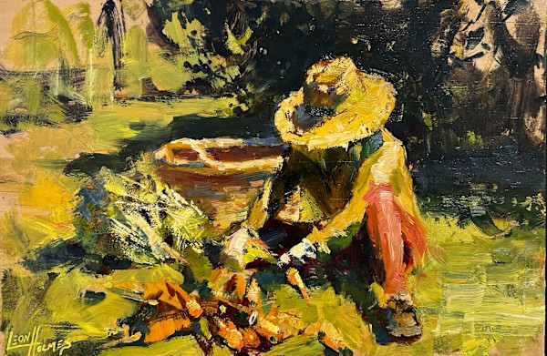 Sara Cleaning Carrots by Leon Holmes