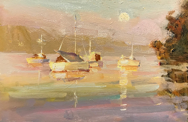 Dinghy"s at Dusk by Leon Holmes