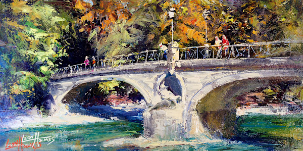 Autumn On The Bridge by Leon Holmes