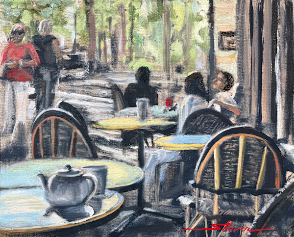 Plein Paris Cafe' on the Seine by Sharon Rusch Shaver
