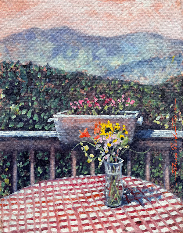 Plein Table Flowers in Smokies by Sharon Rusch Shaver