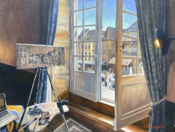 Painting in Sarlat by Sharon Rusch Shaver