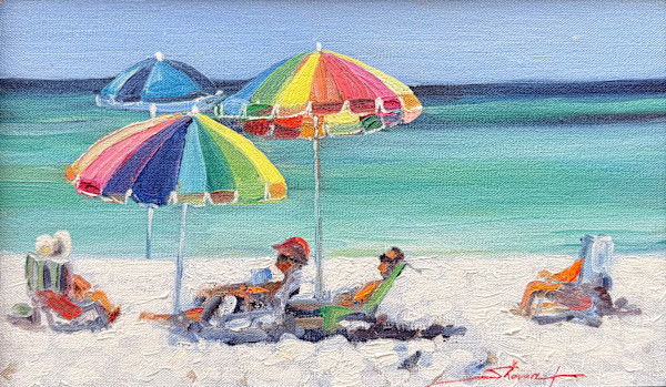 Plein Beach Umbrella Day by Sharon Rusch Shaver, Image 1.