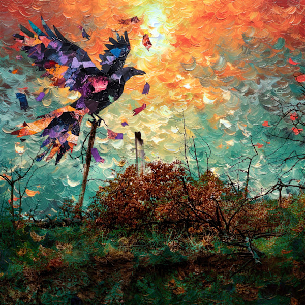 Ashes and Ascent (18" x 18" Cold Wax) by Sandy Brown Jensen