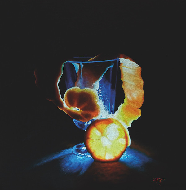 Orange and blue glass by Peter Thomas Foster