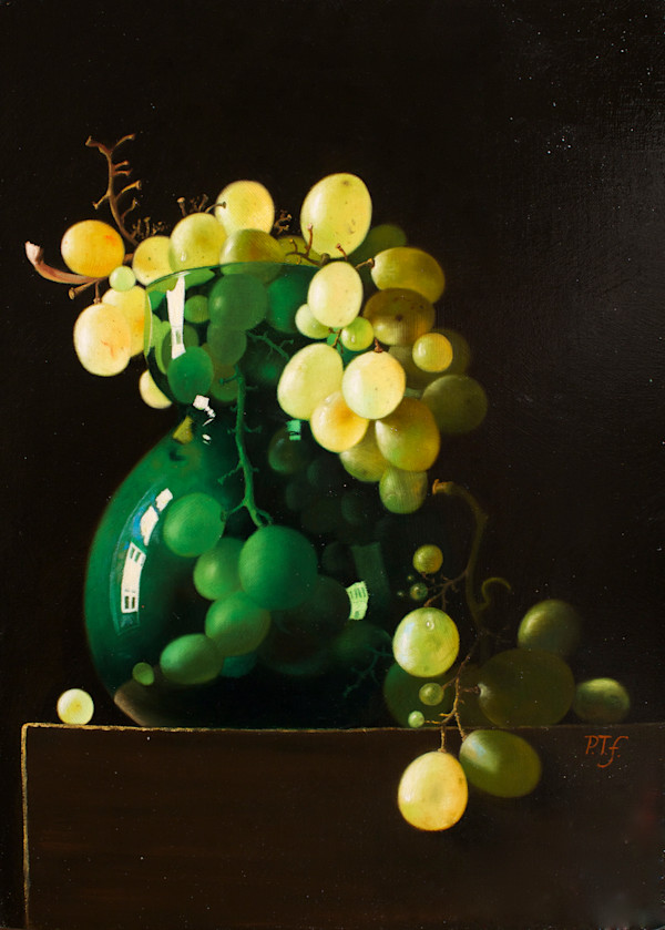 Green bottle and yellow grapes by Peter Thomas Foster, Image 4.