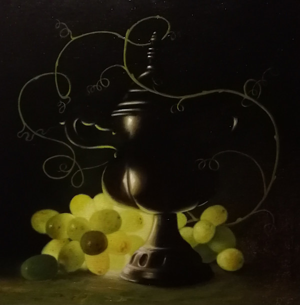 Black vase and grapes by Peter Thomas Foster