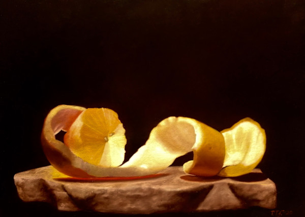 Peeled lemon on marble by Peter Thomas Foster