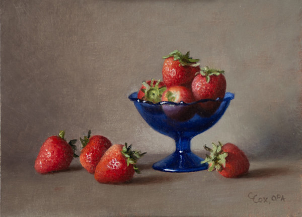 Blue Bowl with Strawberries by Cecelia Cox