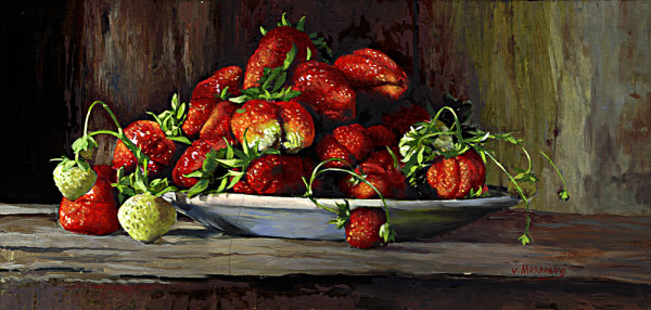 Strawberries on a plate by Victor Mordasov