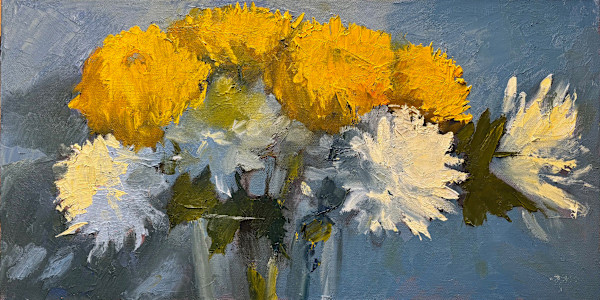 Yellow and White Chrysanthemums by Rick Phillips