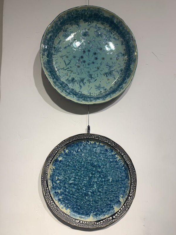 Porcelain Wall Plates with Crystalline Glaze by Pierre Bounaud