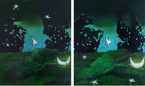 Paper Moon (Diptych) by Frances Matassa