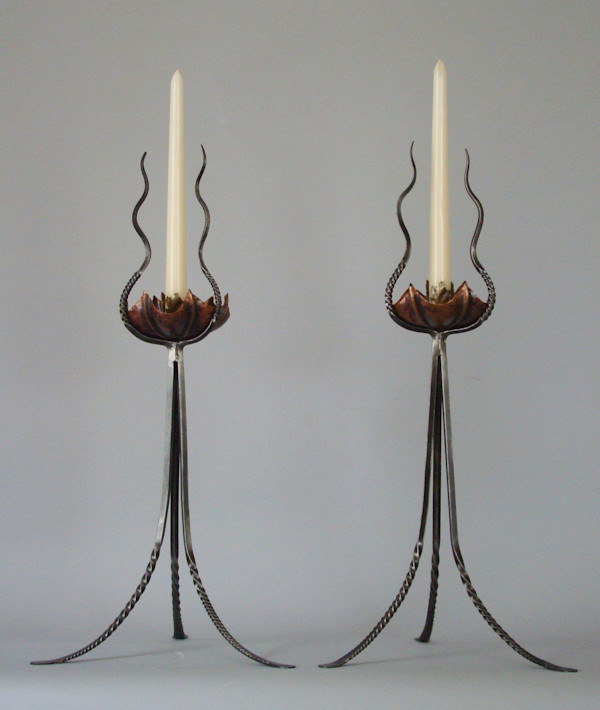 Flame Candle Pair by William S. Rogers, Image 1.