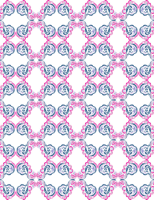 Feather Mirror Xs and Bowties (Illustration Pattern Repeat)