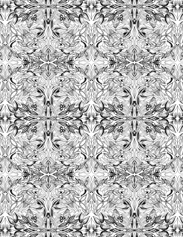 Floral Leaves Ornamental 30in x 20in Digital Repeating Pattern